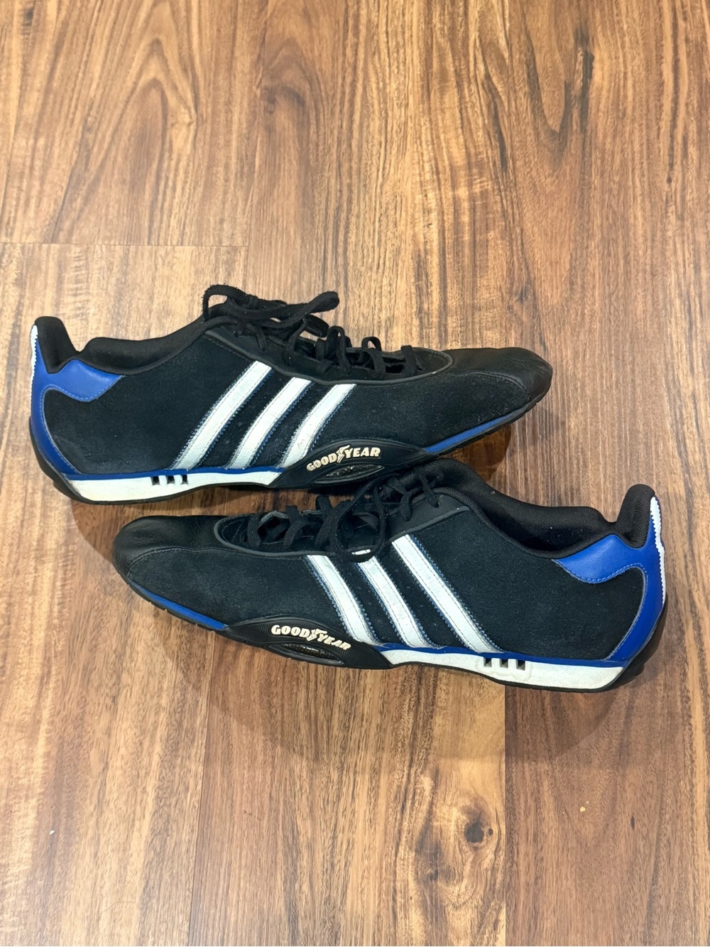 VTG 2006 Adidas Adi Racer Lo Goodyear Black Blue White Men Size 13 046333 Y2K